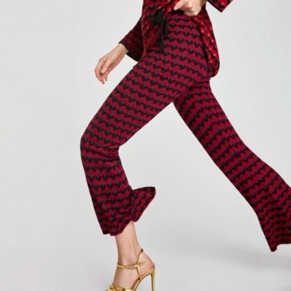 NWT ZARA Knit Sparkle Bell Bottom Pants Size S - Picture 3 of 9